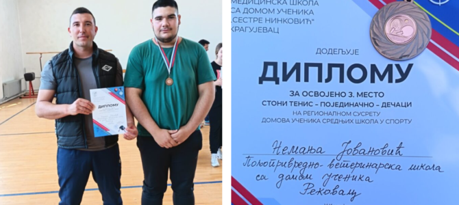 СТОНИ ТЕНИС: 3. место појединачно – дечаци